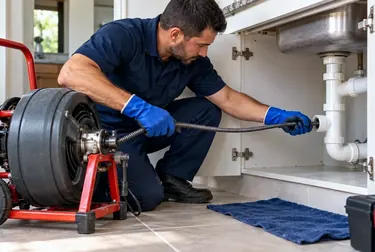 Profissional aplicando hidrojateamento em uma tubulação.